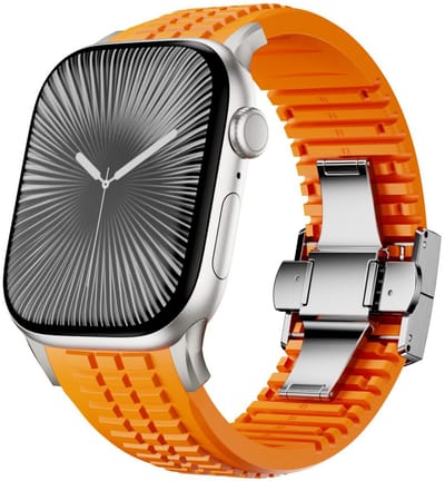 By Qubix - Geschikt voor Apple Watch bandje - Redefine siliconen band - Oranje - Geschikt voor Apple Watch 44 mm / 45 mm / 46 mm / 49 mm (Ultra 1,2 en 3)