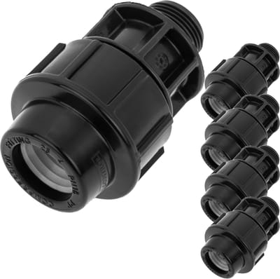 PrimeMatik - Pak van 5 stuks polyethyleen aansluiting met buitendraad 25 mm x 3/4“ voor irrigatiesysteem
