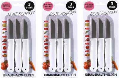 Haushaltshelden keukenmesjes/schilmesjes - 9x - RVS - wit - 16 cm