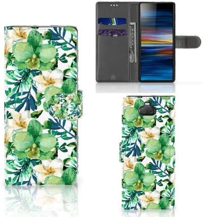 Sony Xperia 10 Hoesje Orchidee Groen
