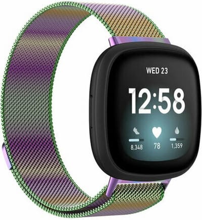 By Qubix - Compatible Fitbit bandje - geschikt voor Fitbit Versa 3/4 & Sense 1/2 milanese bandje - Large - Multicolor Smartwatchbandje bandje Armband Polsband Strap Band Watchband