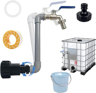 3/4 Inch IBC Tank Adapter voor 1000L Wateropslag, Tuin en Buitengebruik, Messing Kraan en Regenwateradapter