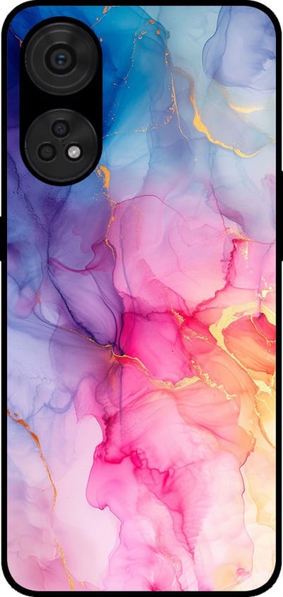 Smartphonica Telefoonhoesje Geschikt voor Oppo Reno8T 4G met marmer opdruk - TPU backcover case marble design - Regenboog geschikt voor Oppo Reno8T 4G