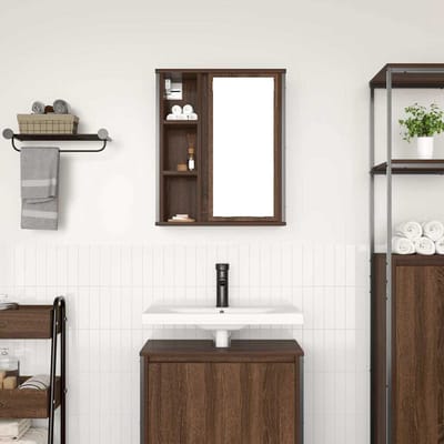 vidaXL - Badkamerwandkast - met - spiegel - 50x21x60 - cm - bruin - eikenkleurig