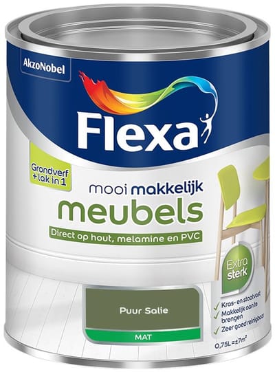 Flexa - Mooi Makkelijk Meubels Mat - Puur Salie - Mengverf - 750 Ml