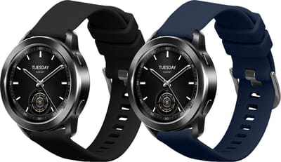 kwmobile 2x horlogebandjes geschikt voor Xiaomi Watch S3 bandje - Smartwatch bandjes van TPU - Activity tracker horloge band in zwart / donkerblauw