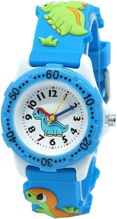 Kinder Horloge - Pols Ornament - Tijd Leren - Dinosaurus Thema - 31 mm Diameter - Zwart
