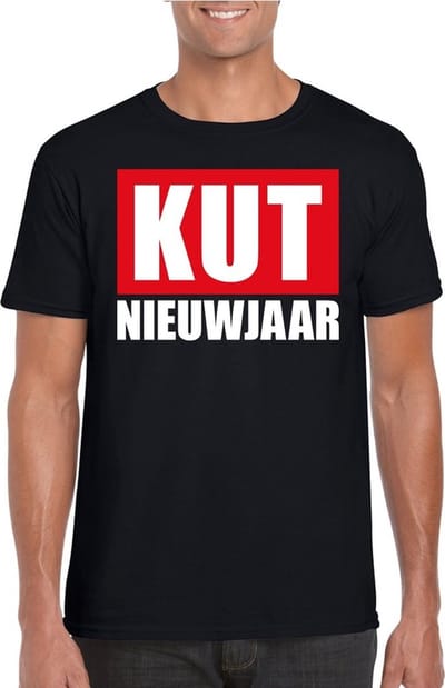 Foute oud en nieuw t-shirt - kut nieuwjaar - zwart voor heren S