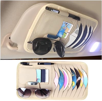 Dailygoods- CD-hoeshouder met grote capaciteit - Auto Organizer - Auto Interieuraccessoires - Zonnebrilhouder - Lederen Hoes - 31 x 16 cm