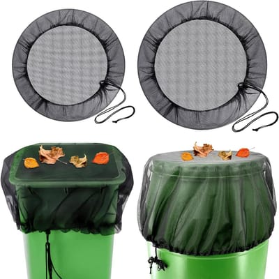 2 stuks regenton afdekking met verstelbaar en beschermend net, Ø 95 cm en Ø 100 cm.