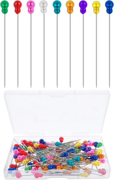 Pak van 100 naaipinnen 7,5 cm Rechte pennen, Meerkleurige korsetpinnen, Parelmoeren kop, Quiltpinnen, Roestvrij staal, Naaipinnen voor stof, DIY knutselprojecten, naaiprojecten en zilver