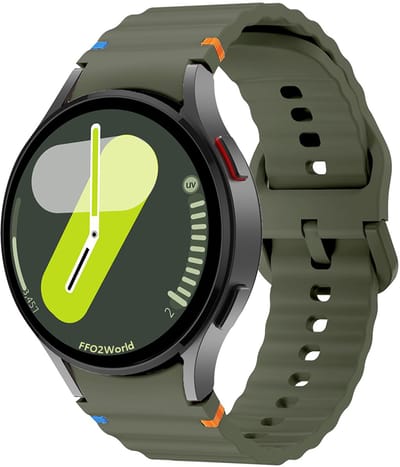 Stravo Samsung Galaxy Watch Bandje – Siliconen Wave Sportbandje – Geschikt voor Galaxy Watch 7 (40/44mm) / 6 (Classic) / 5 (Pro) / 4 (Classic) – 20mm Horlogeband – Legergroen