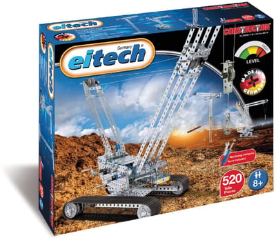 Eitech® Bouwdoos – Rupskraan en Bouwkraan – 520-delig – Metalen Bouwpakket met Gereedschap – Constructiespeelgoed – Vanaf 8 Jaar