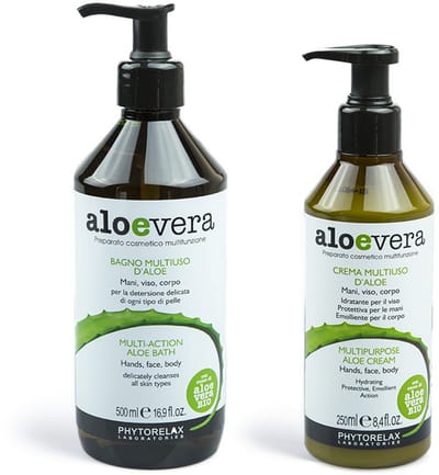 Phytorelax Aloë Vera Verzorgingsset – Aloe Cream en Aloe Bath voor Handen, Gezicht en Lichaam – Vegan met Biologische Aloë – 750 ml