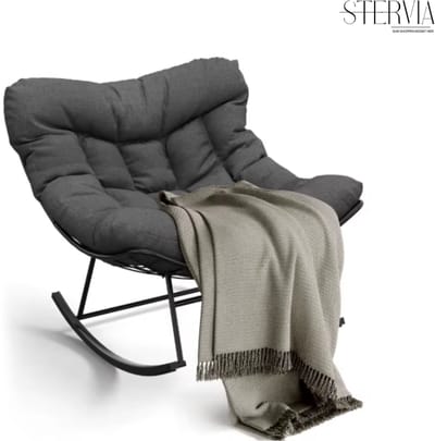 Stervia Schommelstoel - Ei Stoel - Egg Chair - Relaxfauteuil - Fauteuil - Loungestoel - Draagvermogen 159 Kg - Buiten En Binnen - Zwart - 101x96x86 cm