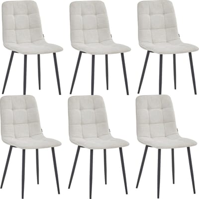 Colenis - Ela Eetkamerstoel - Set Van 6 - Beige - Linnen - Design