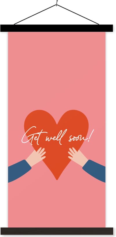 Posterhanger incl. Poster 40x80 cm - Schoolplaat - Beterschap - Spreuken - Hand - Textielposter - Zwarte latten
