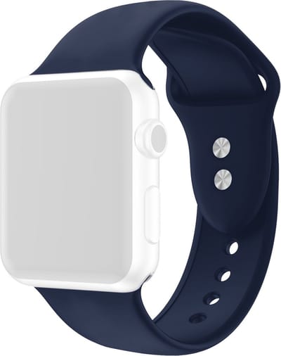 By Qubix - Geschikt voor Apple Watch bandje - Siliconen sportbandje - Donkerblauw - Dubbele druksluiting - Geschikt voor Apple Watch 38mm / 40mm / 41mm / 42mm - siliconen sport bandje - smartwatchbandje
