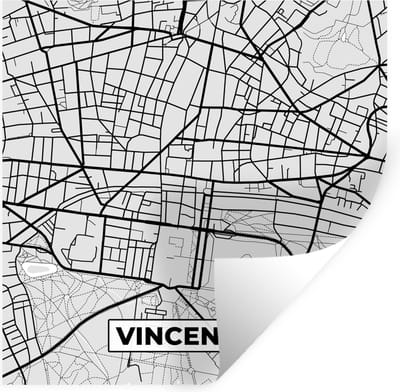 Muurstickers - Sticker Folie - Kaart – Stadskaart – Vincennes - Plattegrond – Frankrijk - 100x100 cm - Plakfolie - Muurstickers Kinderkamer - Zelfklevend Behang XXL - Zelfklevend behangpapier - Stickerfolie