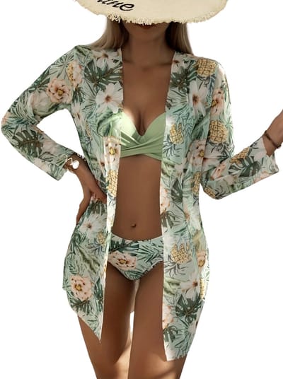 Bovista Bikini Set Dames - Strandjurk - Volwassenen - Strandtuniek - Blouse - Groen - Maat S