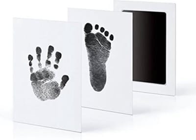 *** 2 Sets Inktpad Baby Hand en of Voet afdruk - Dieren Pootafdruk Inktafdruk voor Huisdieren en Baby's - Kat- / Hondenafdruk - Incl. 2 Witte Kaartjes - Zwart van Heble® ***
