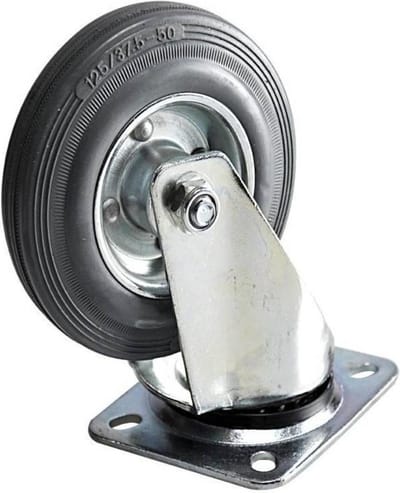 Tarsus Zwenkwiel - Ø 125 mm - Stalen Velg - Massieve Rubberband - 80 kg Draagvermogen