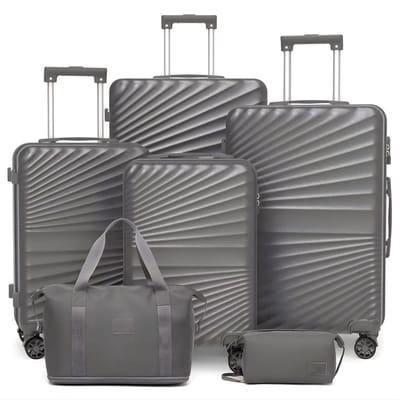 Reiskofferset – Voor reizen en vakantie – 6-delig, lichtgewicht, duurzame koffer met TSA-slot en spinnerwielen – Donkergrijs