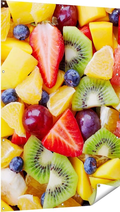 Gards Tuinposter Diverse Kleurrijke Fruit Achtergrond - 100x150 cm - Tuindoek - Tuindecoratie - Wanddecoratie buiten - Tuinschilderij
