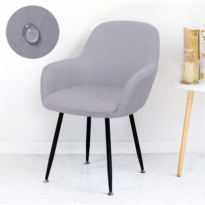 Housse Imperméable pour Fauteuil Haut Meuble Housse Élastique pour Chaise de Salle à Manger Meuble Housse Lavable Housse de Protection pour Fauteuil de Bureau Housse de Chaise Cuisine ONE Piece argenté