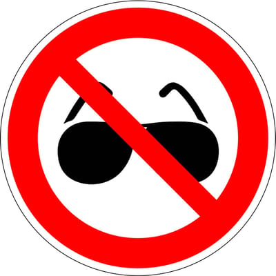 Zonnebrillen verboden bord - kunststof 100 mm