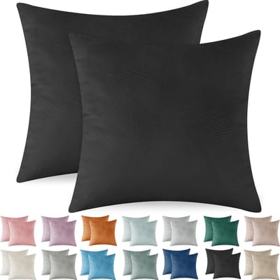 Famanu - Corduroy kussenhoezen 45x45 cm zwart set 2, modern sofa decoratief, hypoallergeen ademend, zachte kussenhoezen