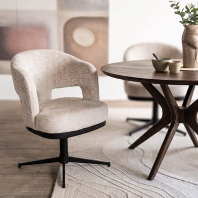 Eetkamerstoel Friso Natural beige - draaibaar 360 - Unique Collection - eetkamerstoelen set van 2