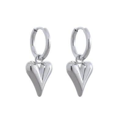 Luxxie hart oorbellen zilver-hoops oorbellen-trendy oorbellen -dames sieraden-kado voor haar