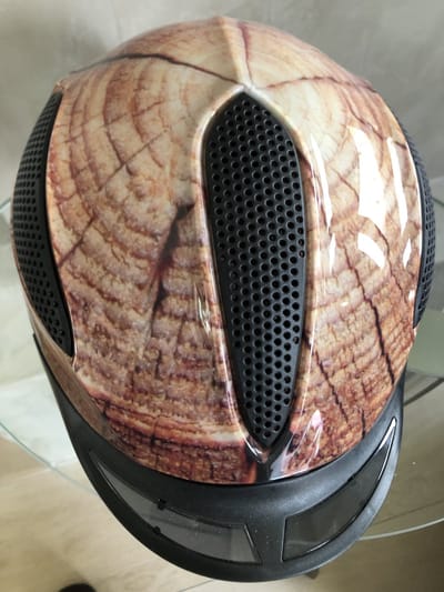 Safeways-helmets, uniek ontwerp KED Paso cap Wood. Maat L is 57 - 62cm