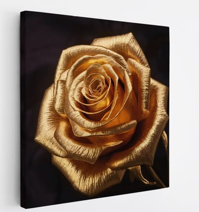 Saammp Canvas Schilderij - Gouden Roos - Luxe - Abstract - 20x20 - Foto op canvas - Wanddecoratie - Muurdecoratie Woonkamer - Kantoor Decoratie