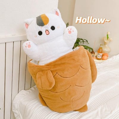 30-60cm Kawaii Japan Taiyaki Kat Konijn Pluche Speelgoed Anime Figuur Kat Verstopt in Kussentas Veer Dieren Pluche Knuffel Sierkussen 40cm