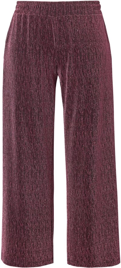 MIAMODA - Dames - Broek wijde pijpen glittereffect elastische tailleband - Framboos - Maat 44