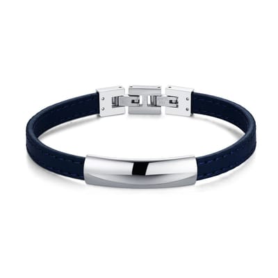 Twice As Nice Armband in edelstaal en leer Zilverkleurig 21cm