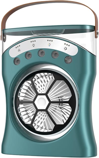 Aircooler - Ventilator - Bureauventilator – Oplaadbare tafelventilator met vernevelingsfunctie, 180 graden oscillatie en koelstanden voor warm weer, de slaapkamer of de studeerkamer - luchtkoeler（groen）