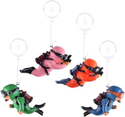 ByShane - Aquariumdecoratie voor aquaria en thuis, 4 stuks groen roze landschapsaccessoires