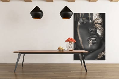 Canvas Schilderij - Vrouw met Goud - Gezicht - Foto Print Op Canvas - Wanddecoratie - 60x40x2 cm