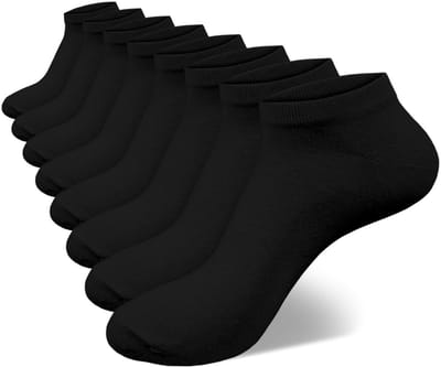 Calzera Bio Cotton Sneakersokken - Bio Katoen Enkelsokken - Multipack 8 Paar - Duurzaam - Superzacht, Ademend & Naadloos - Ultiem Comfort - Dames & Heren - Zwart - Maat 35-38