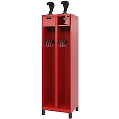 C+P Brandweerkast Evolo, model PRAKTUS, 2 vakken, H 1850 x B 600 x D 500 mm, poten, vuurrood