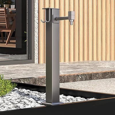 Tuinwaterkolom - Buitenkraan Fonteinpaal - Buiten water geven - Vorstvrij ontwerp - 6x40cm - Zilver