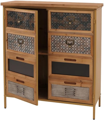 Apothekerskast MCW-O79, kast met hoge opbergvakken, vintage shabby-look 94x80x35cm, blauw