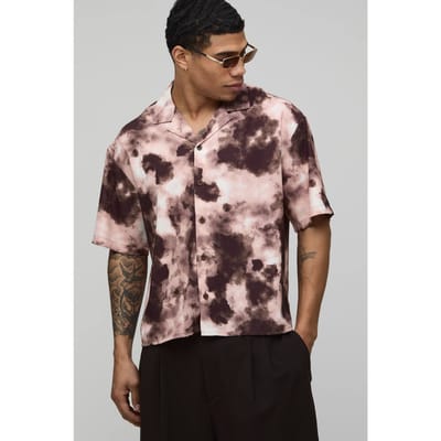 Oversized Boxy Shirt Met Vervormd Print | Black | Size XS
