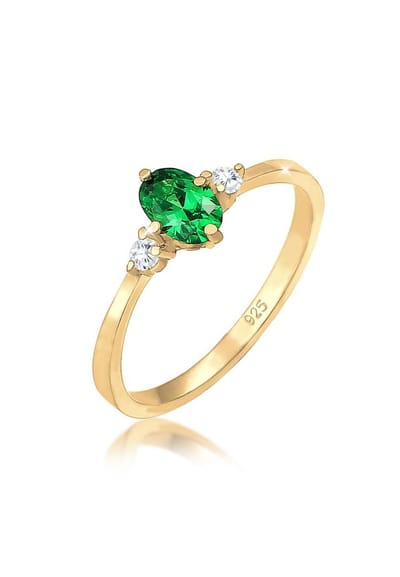 Elli - Ring - Dames Band Elegant met Zirkonia Kristallen Groen in 925 Sterling Zilver - Dames