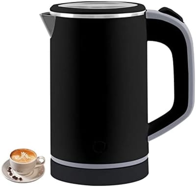 Mini Reiswaterkoker - 800ml Draagbare Waterkoker Roestvrij Staal Zwart - Snel Koken in 5 Minuten - Compacte Kampeerwaterkoker met Veiligheidsfuncties - Ideaal voor Reizen, Werk en Hotel
