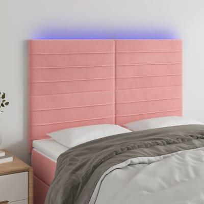 vidaXL - Hoofdbord - LED - 144x5x118/128 - cm - fluweel - zwart