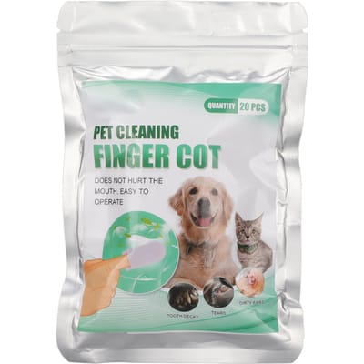Lot de 20 lingettes dentaires pour les doigts, réduisant la plaque et le tartre, tampons dentaires portables pour le nettoyage buccal white